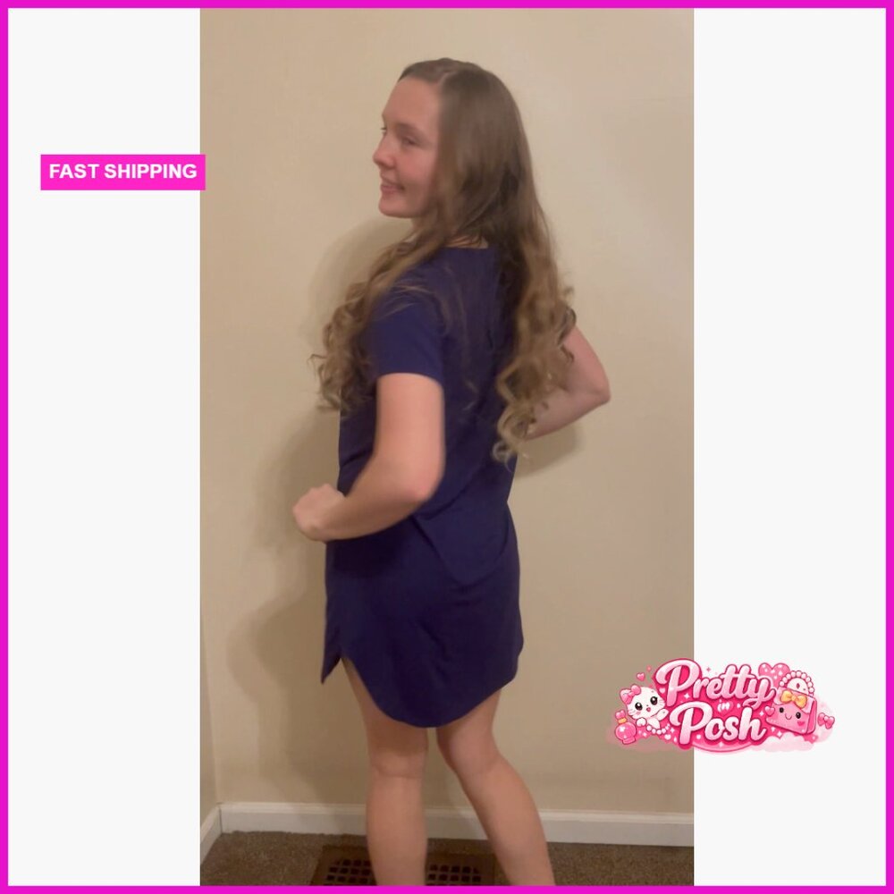 V-Neck Button Down Nightgown, Polyester Blend, Re… - image 6